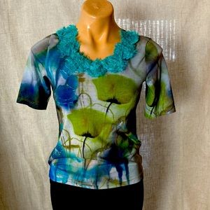 Christopher & Banks fuzzy neck blouse. Small/petite